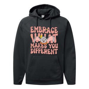 Retro Dumbo Embrace What Makes You Different Flying Elephant Performance Fleece Hoodie