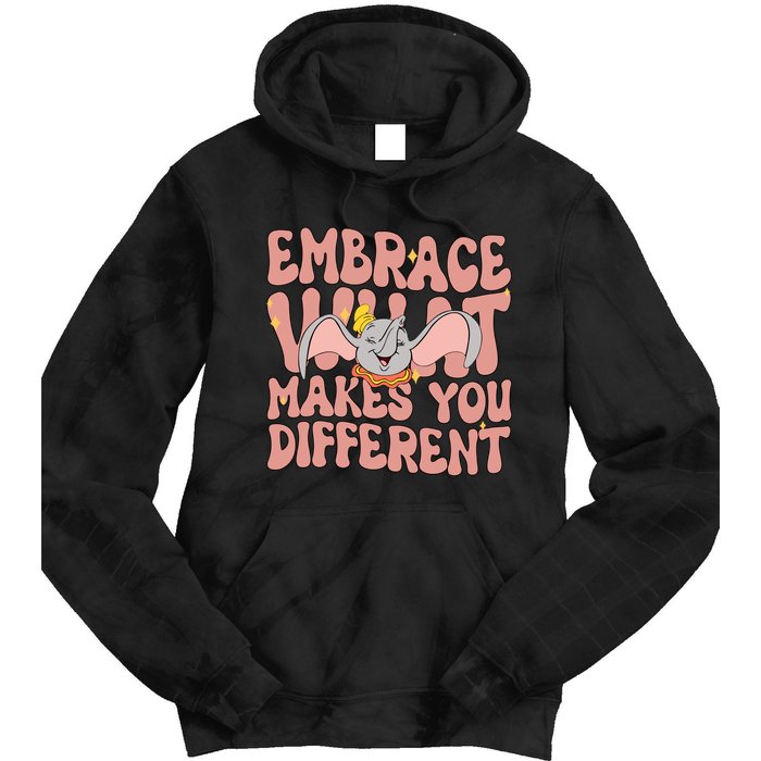 Retro Dumbo Embrace What Makes You Different Flying Elephant Tie Dye Hoodie