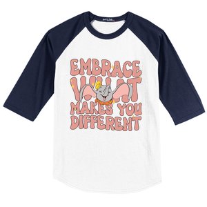 Retro Dumbo Embrace What Makes You Different Flying Elephant Baseball Sleeve Shirt