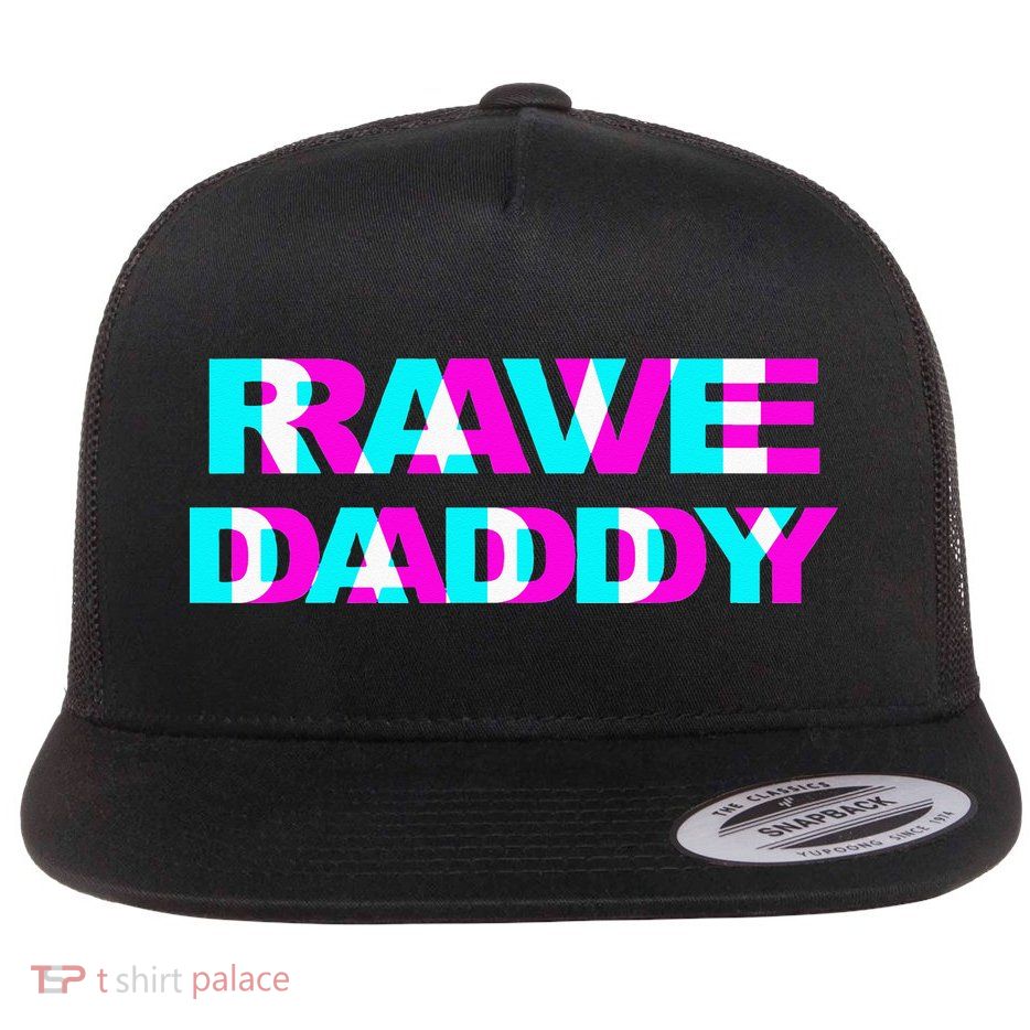Rave Daddy EDM Music Festival Father Optical Illusion Trippy Flat Bill Trucker Hat