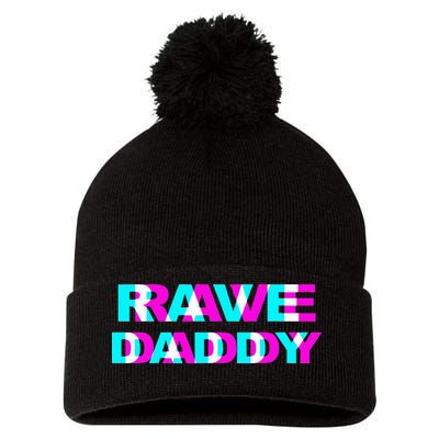 Rave Daddy EDM Music Festival Father Optical Illusion Trippy Pom Pom 12in Knit Beanie