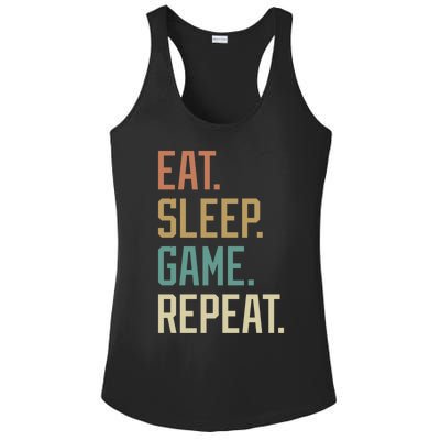 Retro Design Eat Sleep Game Repeat Vintage Gift Ladies PosiCharge Competitor Racerback Tank