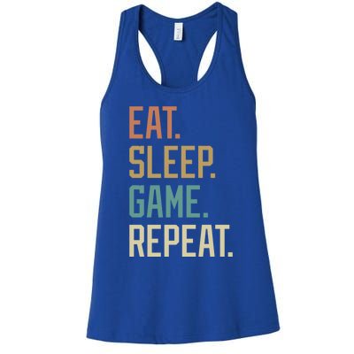 Retro Design Eat Sleep Game Repeat Vintage Gift Women's Racerback Tank