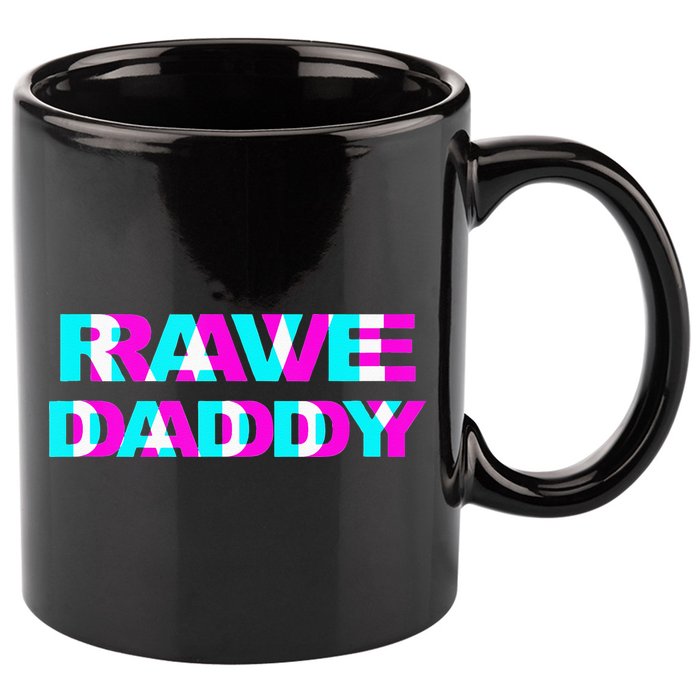 Rave Daddy EDM Music Festival Father Optical Illusion Trippy 11oz C Handle Ceramic Mug