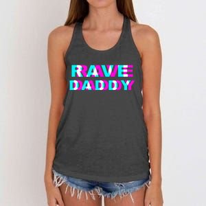 Rave Daddy EDM Music Festival Father Optical Illusion Trippy Women's Knotted Racerback Tank