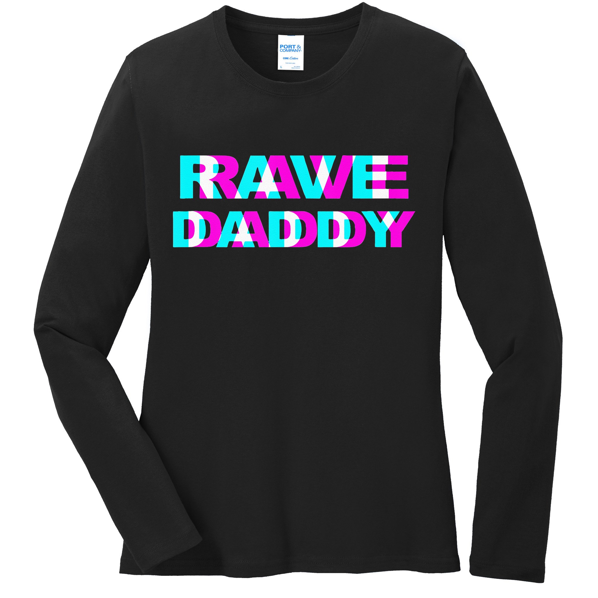 Rave Daddy EDM Music Festival Father Optical Illusion Trippy Ladies Long Sleeve Shirt