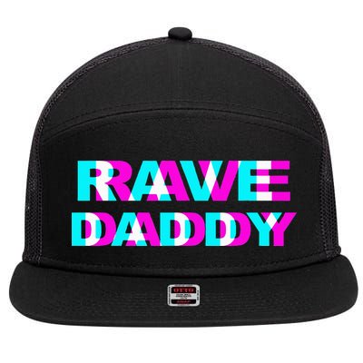 Rave Daddy Edm Music Festival Father Optical Illusion Trippy 7 Panel Mesh Trucker Snapback Hat
