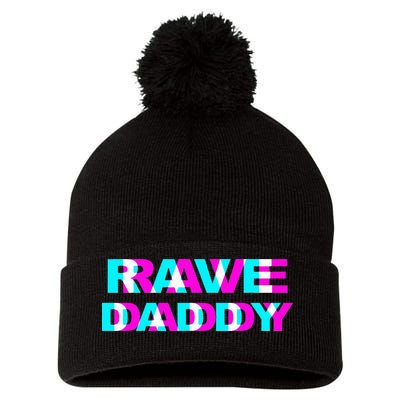Rave Daddy Edm Music Festival Father Optical Illusion Trippy Pom Pom 12in Knit Beanie