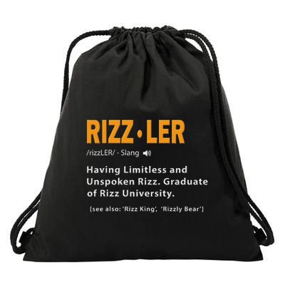 Rizzler Definition Funny Meme Quote Gen Z Alpha Rizz Up Drawstring Bag