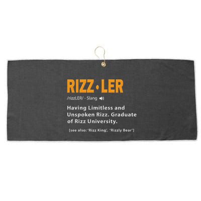 Rizzler Definition Funny Meme Quote Gen Z Alpha Rizz Up Large Microfiber Waffle Golf Towel