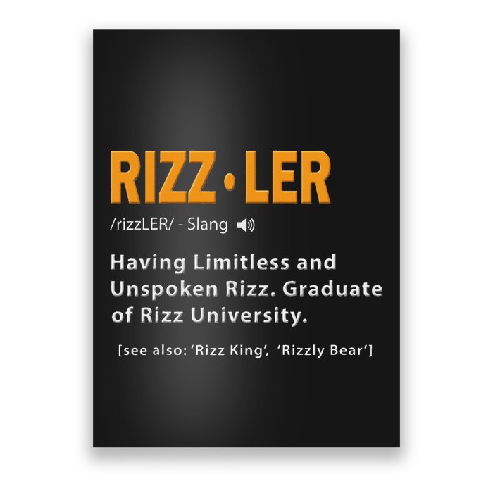 Rizzler Definition Funny Meme Quote Gen Z Alpha Rizz Up Poster
