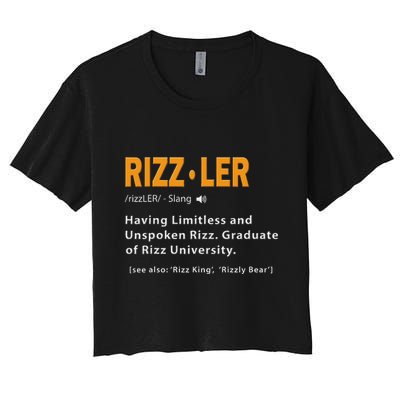 Rizzler Definition Funny Meme Quote Gen Z Alpha Rizz Up Crop Top
