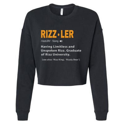 Rizzler Definition Funny Meme Quote Gen Z Alpha Rizz Up Cropped Pullover Crew