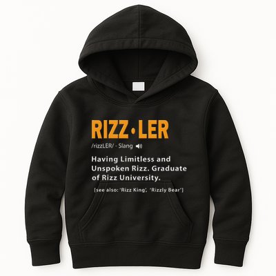 Rizzler Definition Funny Meme Quote Gen Z Alpha Rizz Up Kids Hoodie