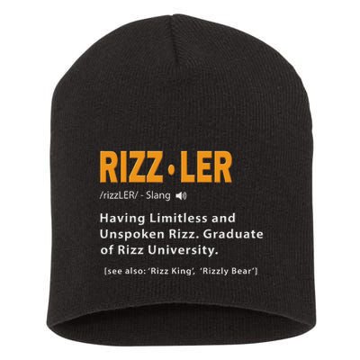 Rizzler Definition Funny Meme Quote Gen Z Alpha Rizz Up Short Acrylic Beanie