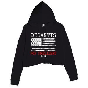 Ron Desantis For President 2024 Crop Fleece Hoodie