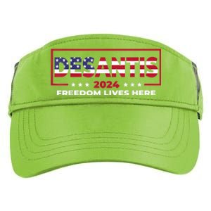 Ron DeSantis Freedom Lives Here Florida 2024 US Flag Adult Drive Performance Visor