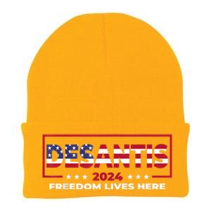 Ron DeSantis Freedom Lives Here Florida 2024 US Flag Knit Cap Winter Beanie