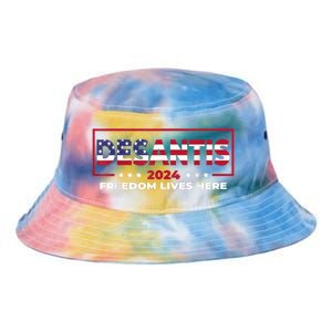 Ron DeSantis Freedom Lives Here Florida 2024 US Flag Tie Dye Newport Bucket Hat