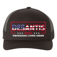 Ron DeSantis Freedom Lives Here Florida 2024 US Flag Yupoong Adult 5-Panel Trucker Hat