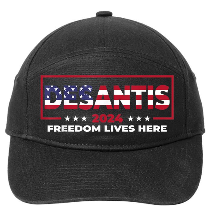 Ron DeSantis Freedom Lives Here Florida 2024 US Flag 7-Panel Snapback Hat