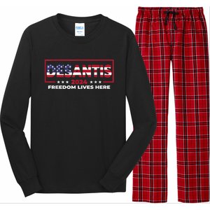 Ron DeSantis Freedom Lives Here Florida 2024 US Flag Long Sleeve Pajama Set