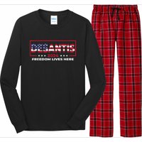 Ron DeSantis Freedom Lives Here Florida 2024 US Flag Long Sleeve Pajama Set