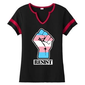 Resist Demigirl Fist Flag Ladies Halftime Notch Neck Tee