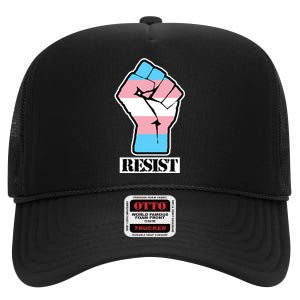 Resist Demigirl Fist Flag High Crown Mesh Back Trucker Hat