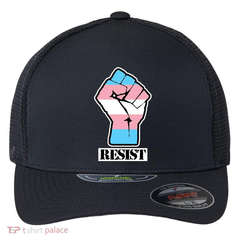 Resist Demigirl Fist Flag Flexfit Unipanel Trucker Cap