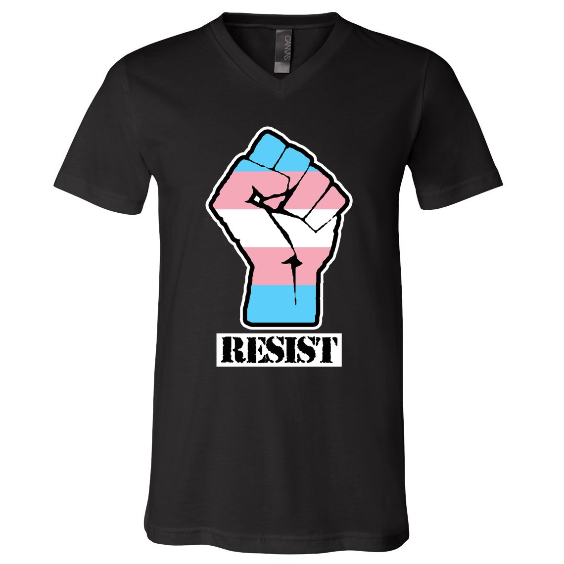 Resist Demigirl Fist Flag V-Neck T-Shirt