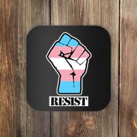 Resist Demigirl Fist Flag Coaster