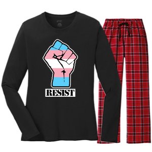 Resist Demigirl Fist Flag Women's Long Sleeve Flannel Pajama Set 