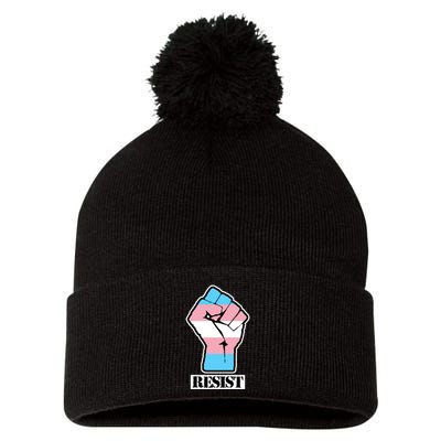 Resist Demigirl Fist Flag Pom Pom 12in Knit Beanie