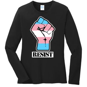 Resist Demigirl Fist Flag Ladies Long Sleeve Shirt