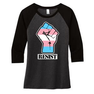 Resist Demigirl Fist Flag Women's Tri-Blend 3/4-Sleeve Raglan Shirt