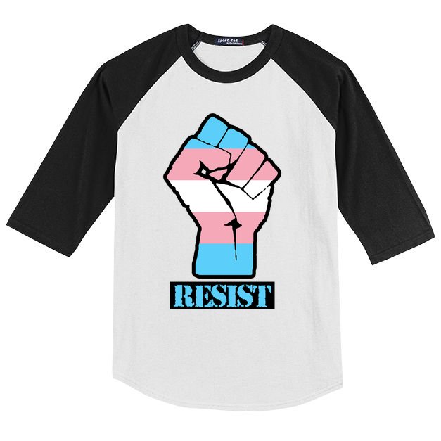 Resist Demigirl Fist Flag Kids Colorblock Raglan Jersey
