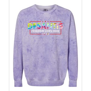 Ron DeSantis Freedom Lives Here Florida 2024 US Flag Tie Dye Colorblast Crewneck Sweatshirt