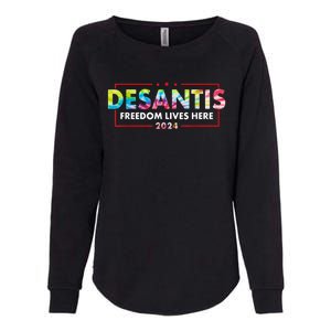 Ron DeSantis Freedom Lives Here Florida 2024 US Flag Tie Dye Womens California Wash Sweatshirt