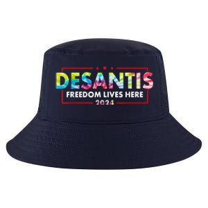 Ron DeSantis Freedom Lives Here Florida 2024 US Flag Tie Dye Cool Comfort Performance Bucket Hat