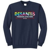 Ron DeSantis Freedom Lives Here Florida 2024 US Flag Tie Dye Sweatshirt