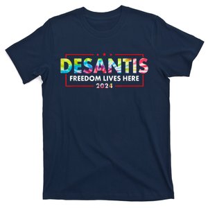 Ron DeSantis Freedom Lives Here Florida 2024 US Flag Tie Dye T-Shirt