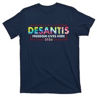 Ron DeSantis Freedom Lives Here Florida 2024 US Flag Tie Dye T-Shirt