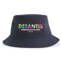 Ron DeSantis Freedom Lives Here Florida 2024 US Flag Tie Dye Sustainable Bucket Hat