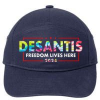 Ron DeSantis Freedom Lives Here Florida 2024 US Flag Tie Dye 7-Panel Snapback Hat