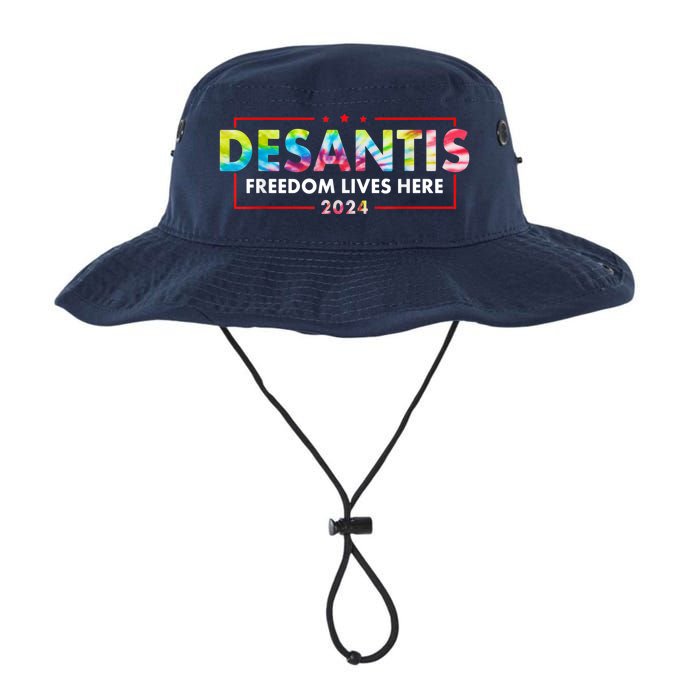 Ron DeSantis Freedom Lives Here Florida 2024 US Flag Tie Dye Legacy Cool Fit Booney Bucket Hat