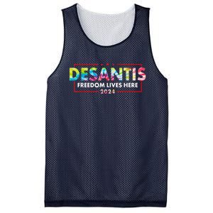 Ron DeSantis Freedom Lives Here Florida 2024 US Flag Tie Dye Mesh Reversible Basketball Jersey Tank