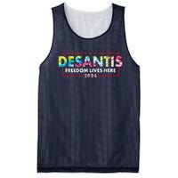 Ron DeSantis Freedom Lives Here Florida 2024 US Flag Tie Dye Mesh Reversible Basketball Jersey Tank