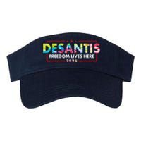 Ron DeSantis Freedom Lives Here Florida 2024 US Flag Tie Dye Valucap Bio-Washed Visor