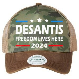 Ron DeSantis Freedom Lives Here Florida 2024 US Flag Legacy Tie Dye Trucker Hat